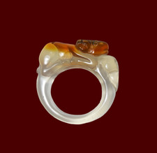 Agate Gemstone Ring, 2 Colors Variation: Clear Crystal  Brown. Masterpiece 