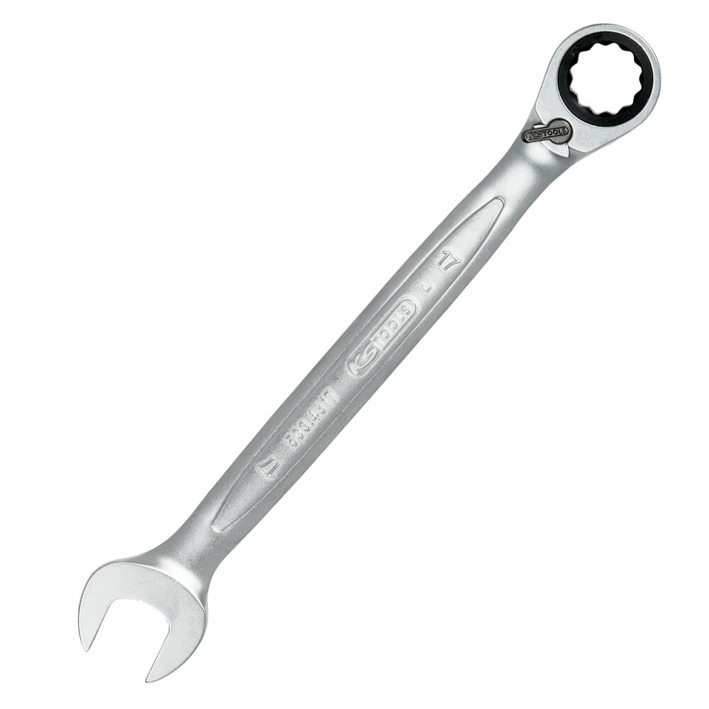Clé mixte à cliquet réversible KS Tools GEARplus 17mm en acier chrome-vanadium pour écrous