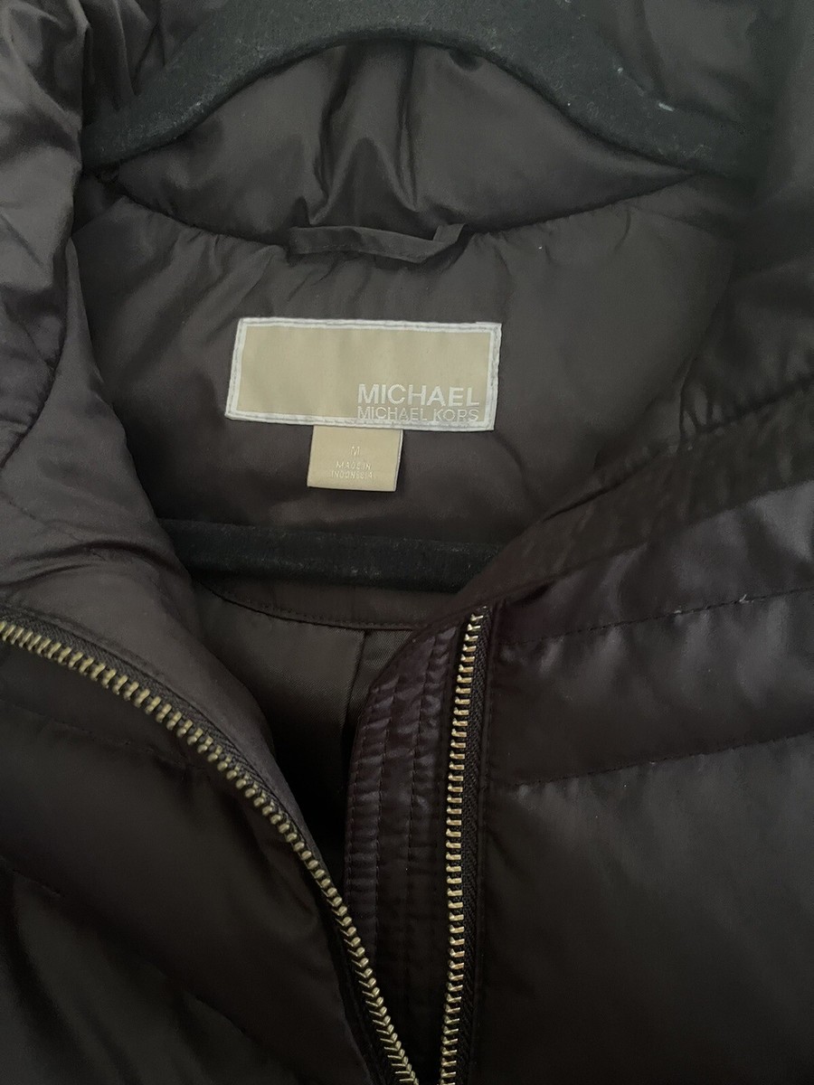 Michael Kors Womens Black Quilted Puffer Vest Gold Zipper | eBay
