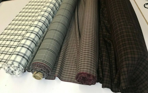 CHECK PRINT POLY / RAYON SUITING FABRIC : #WSU7 - 第 1/14 張圖片