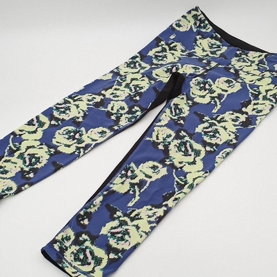 Victorias Secret Mujer S VSX Deportivo Knockout Floral Capri Leggings Azul Amarillo Foto 4 de 4