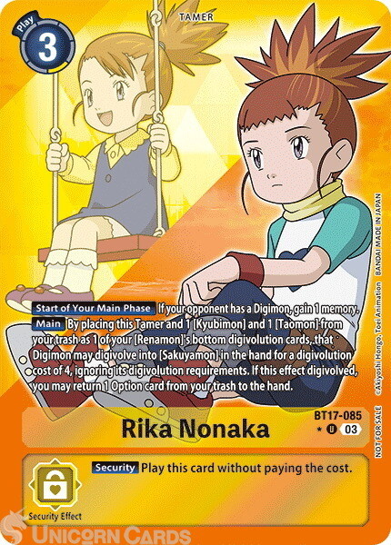 BT17-085 Rika Nonaka : Box Topper Digimon Card : BT17: Secret Crisis Box Promoti