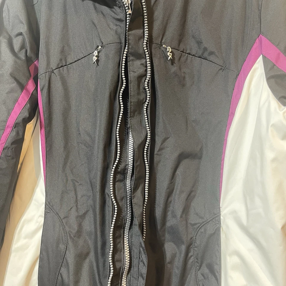 ZeroXposur Black Purple White Women's Large Hooded Jacket Double Zipper Pockets - Image 2 of 4