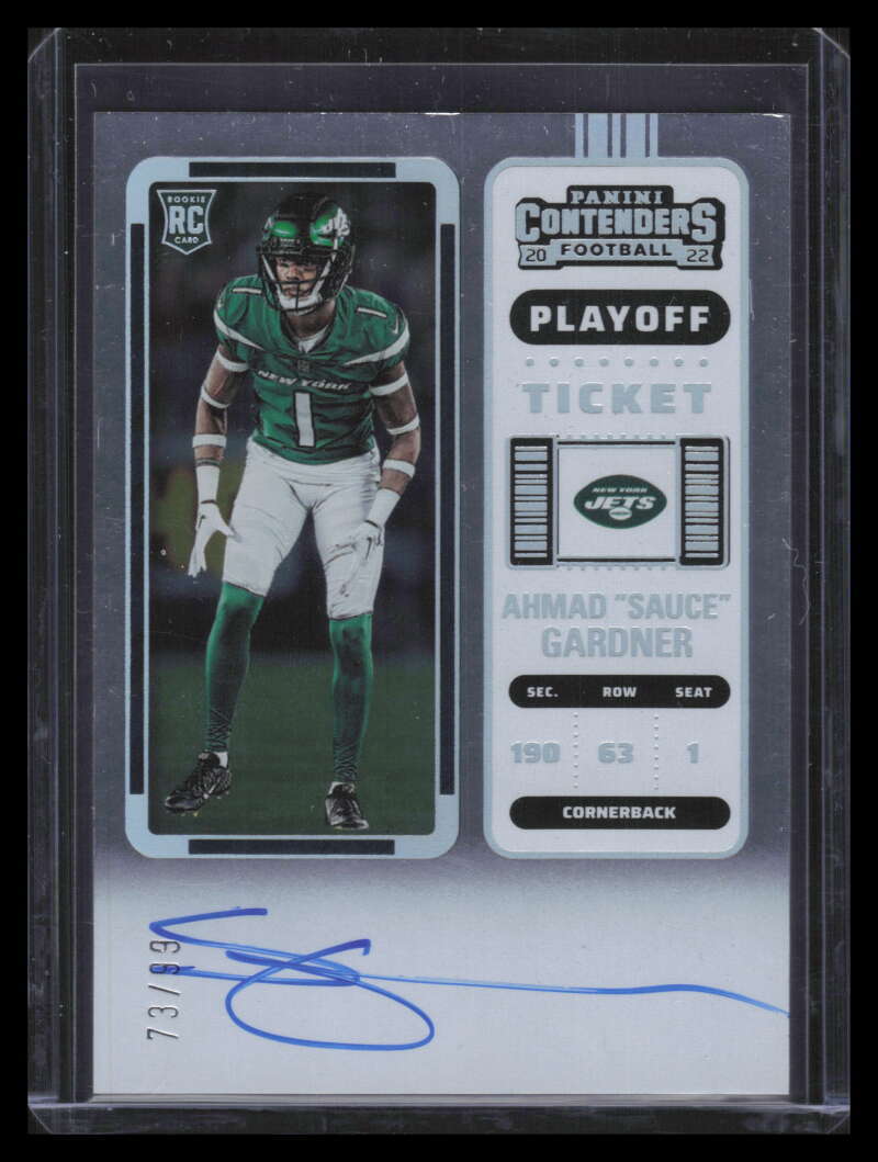 2022 Panini Contenders Playoff Ticket 101a Ahmad Sauce Gardner Rookie Auto 73/99