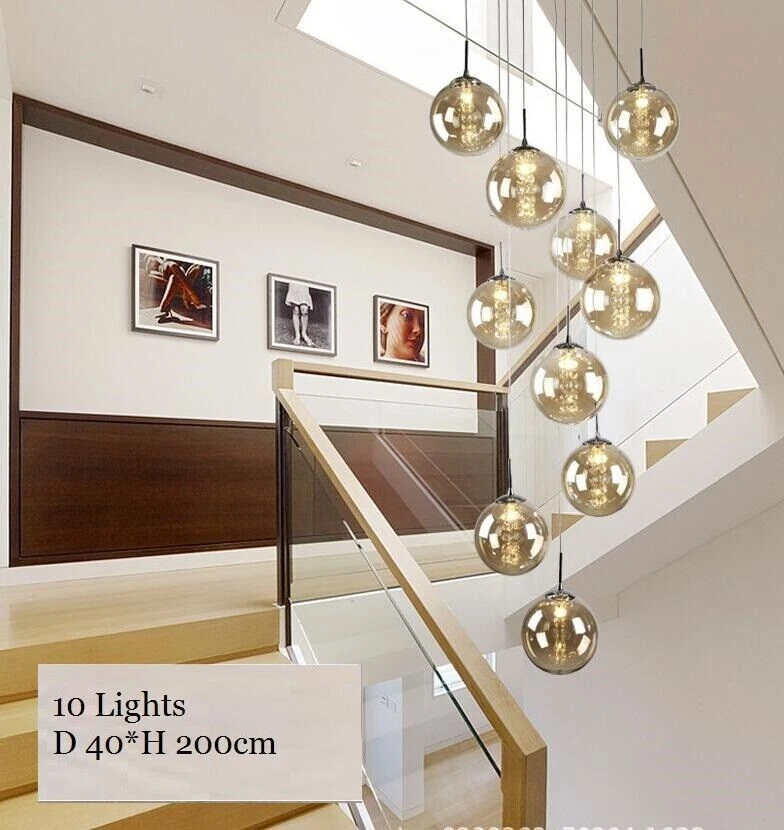 Moderna lámpara colgante de bola de vidrio para dormitorio LED cristal luz de techo barra tipo loft Foto 2 de 4