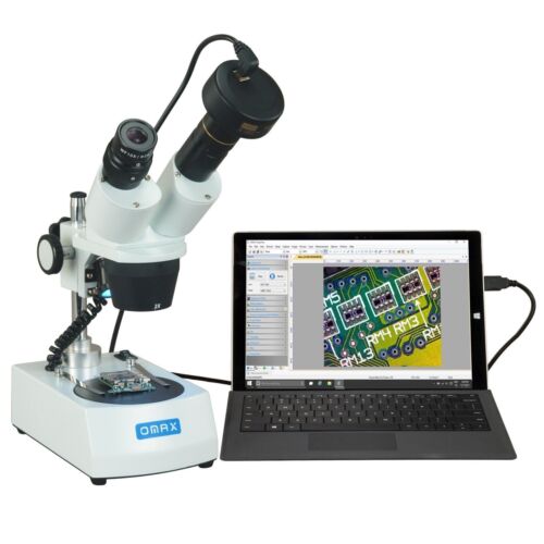 OMAX 20X-40X Dual LED Binocular Stereo Microscope+1.3MP Camera+Cleaning Pack - Picture 2 of 10