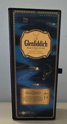 Glenfiddich Scotch Whiskey 19 Year Old Age Of Discovery Blue & Gold Display Box