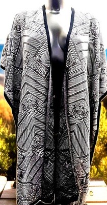 Peruvian Connection Laotischer Poncho Einheitsgröße Pima Baumwolle Brandneu mit Etikett UVP399 