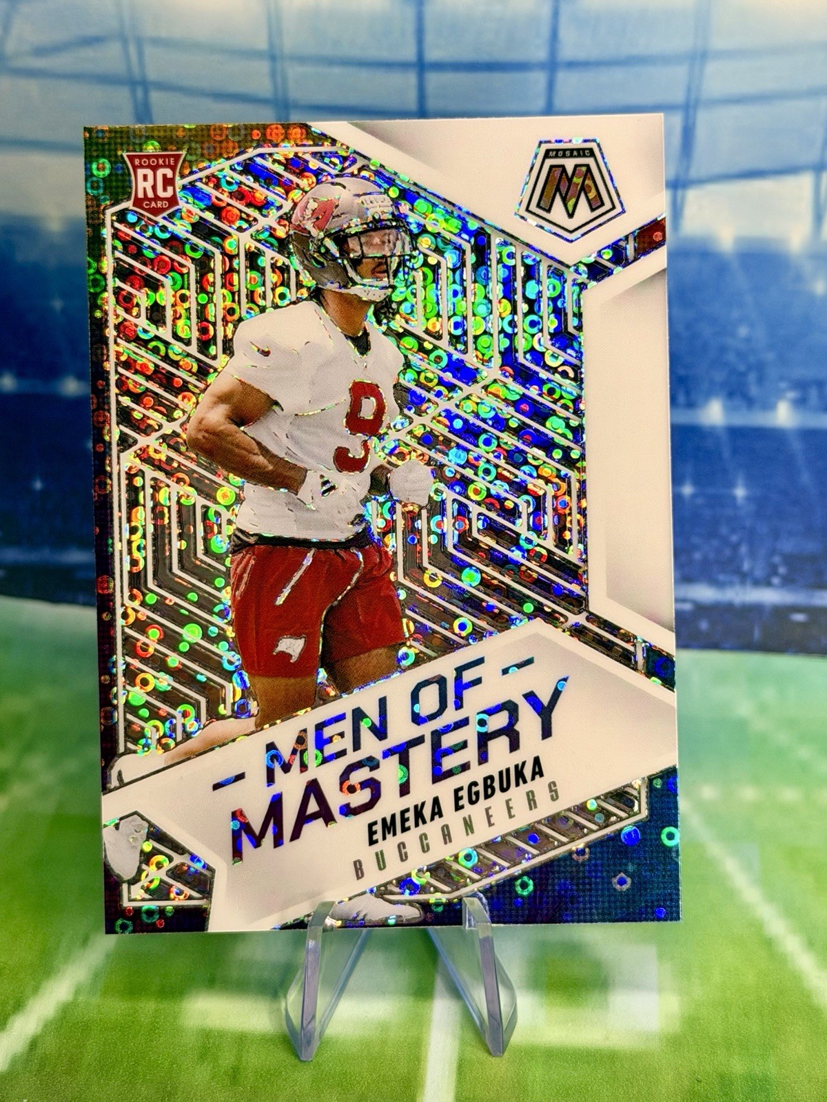 2025 Panini Mosaic Men Of Mastery #15 Emeka Egbuka Disco No huddle Rookie RC