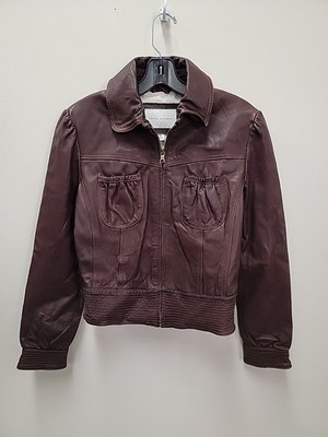 BANANA REPUBLIC Leather Jacket Women's Size M Brown | eBay