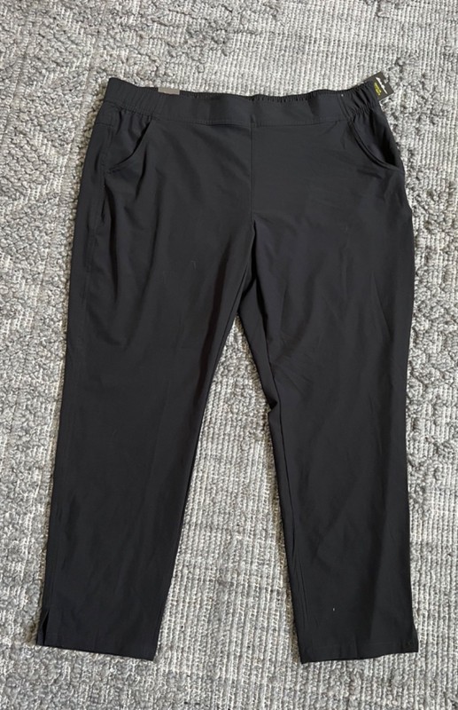 NWT Eddie Bauer Black Traveler Ankle Pants Sz XL Lightweight Pull On