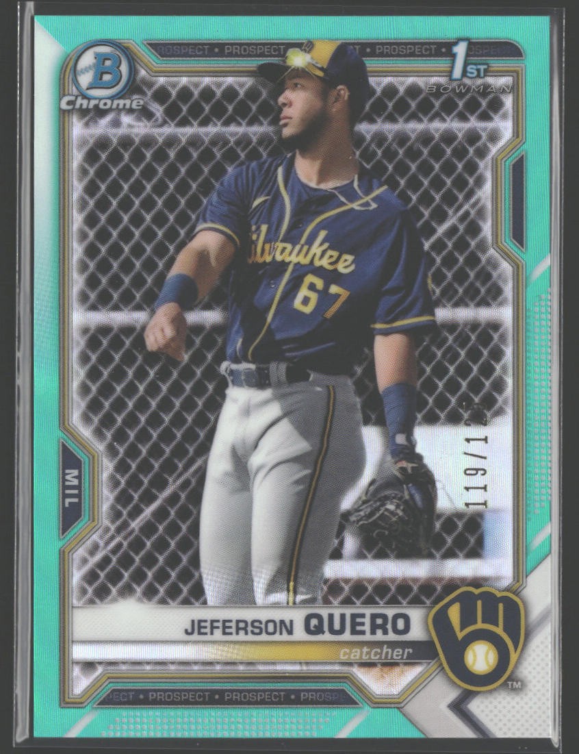 2021 Bowman Chrome #BCP-181 Jeferson Quero Prospects Aqua Refractor #/125