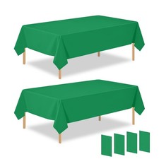 4 Pack Green Plastic Table Cloth Disposable Rectangle Tablecloth 54 x 108 Inc...