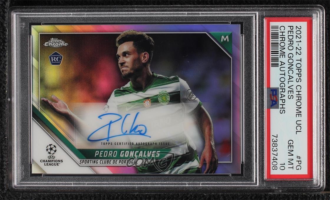 2021-22 Chrome UEFA Champions League Pedro Goncalves PSA 10 Rookie Auto RC 08c9