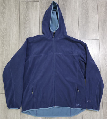 L.L. Bean Polartec Fleece Hoodie Jacket Blue The Weather Channel Zip Up Vintage