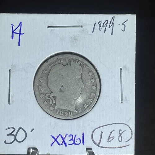 KEY BETTER DATE 1899 S BARBER QUARTER   In Good /Very Good  Condition XX361