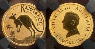 First Box One Of First 600 Issued 2024 1/10 P125 Australia G$15 Kangaroo MS70