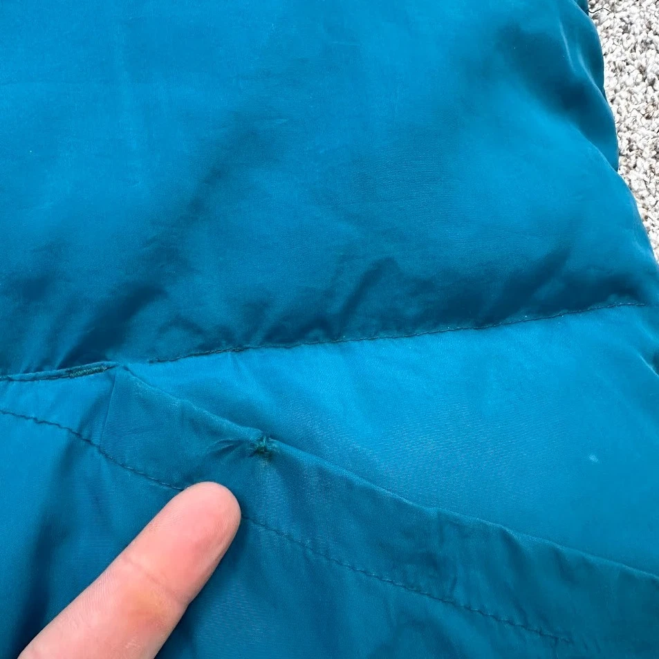 Vintage 90s Lands End Goose Down Puffer Vest Blue Large Pockets Men's Korea Made - Image 4 of 4