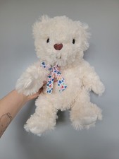 Asda Orsacchiotto Bianco Peluche Floreale Fiocco Nastro 