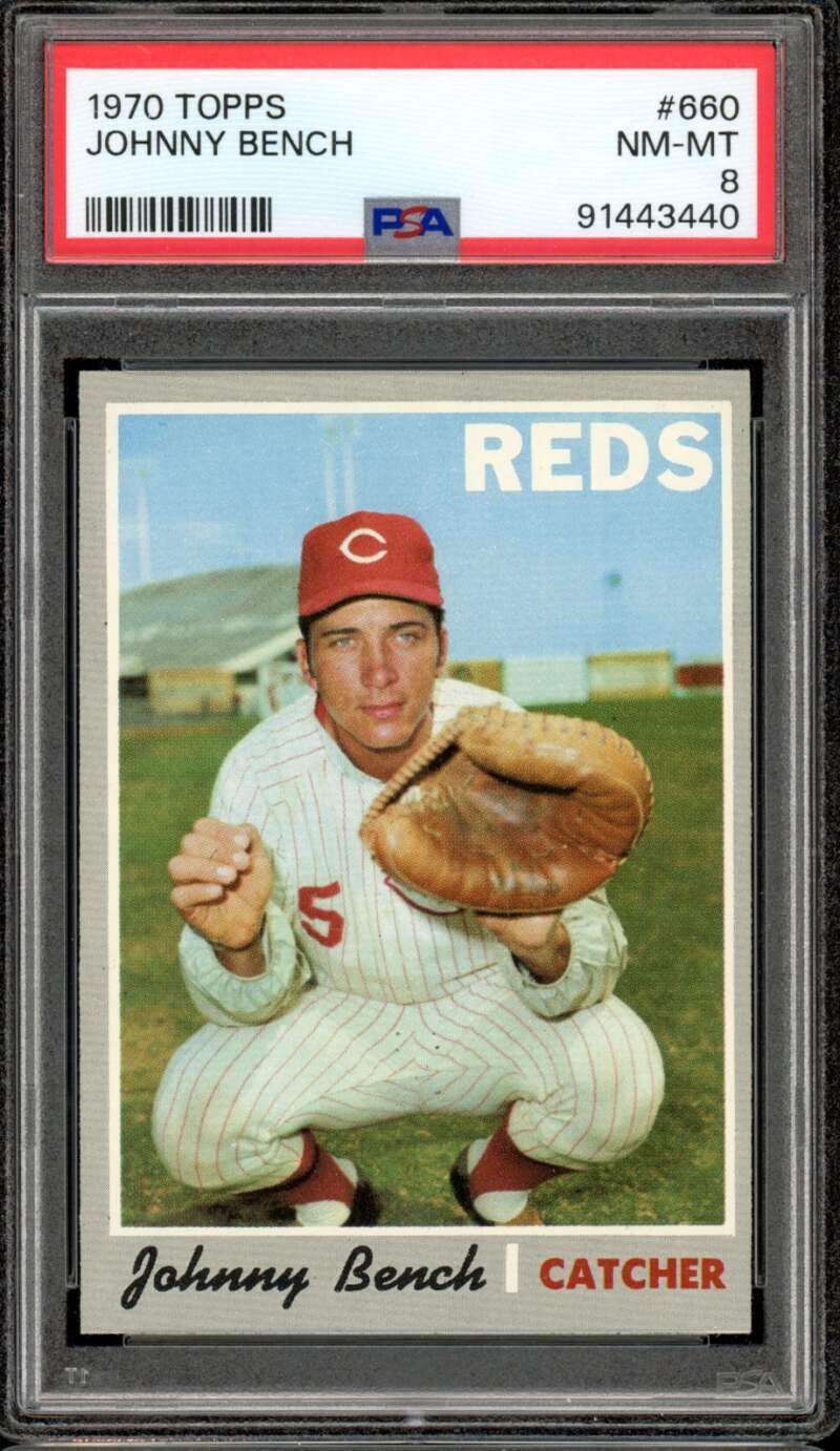 1970 Topps High #660 Johnny Bench Reds HOF PSA 8 NM-MT