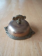 Antique Victorian Brass Mechanical Twist Doorbell, Twist Turn Desk Bell, Works