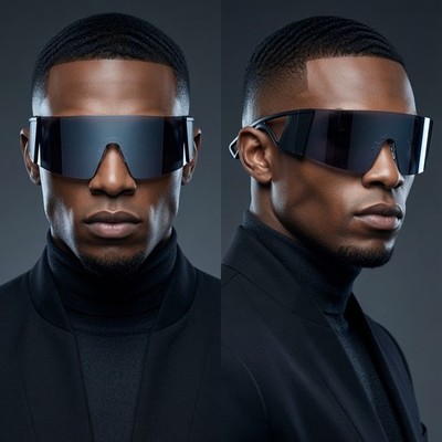 Shield Visor Sunglasses Futuristic Cyberpunk Style Blue Fashion Eyewear Hip Hop