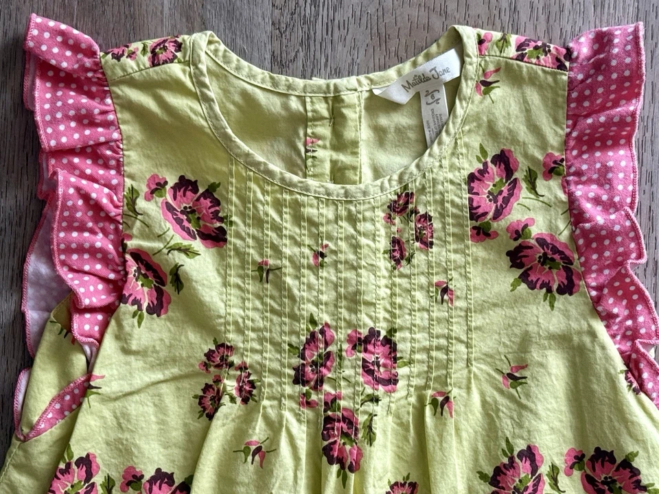 Matilda Jane Green & Pink Floral Make Believe Imagination Tunic Top Girls Sz 6 - Image 2 of 4