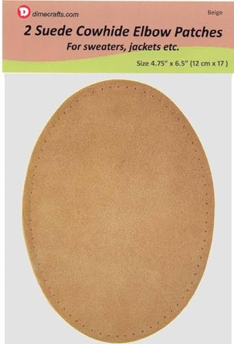 -2 Sew-on Large Natural Suede Leather Elbow Patches Size 4.75 in x 6.5 in - Picture 2 of 3