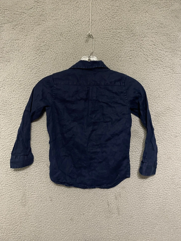 Janie and Jack Boys 100% linen Shirt blue Size 5 Button up Long Sleeve Kids - Image 2 of 4