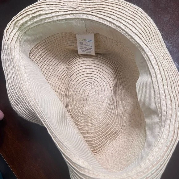 Sombrero para el sol de papel beige Crewcuts blanco azul cinta talla XL exterior Foto 3 de 4