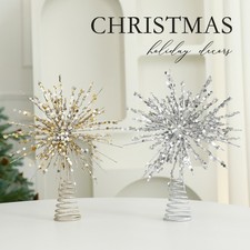 Christmas Tree Topper Glittered Hollow Christmas Tree Topper Star for Christmas