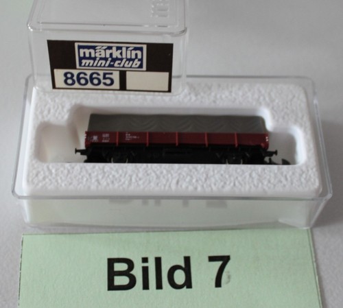 Märklin mini club, Spur Z, Art. 8665, Niederbordwagen mit Plane der DB | Zustand: Neu