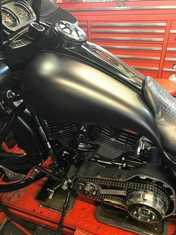 Denim/Matte Black Stretched Tank Cover For 09+ Harley Street Road