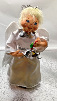 Annalee Angel Silver Sparkle bells 2013 Felt Christmas Doll 9'' standing c5