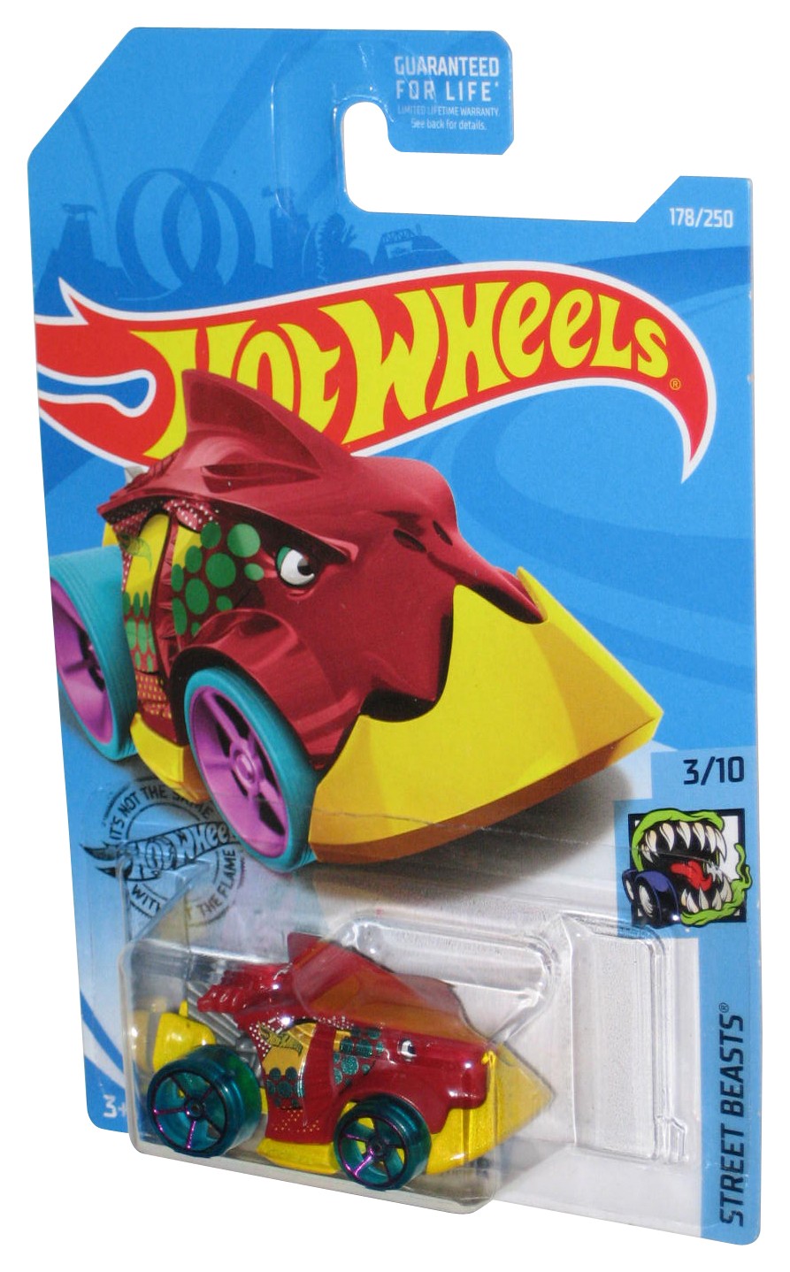 Hot Wheels Street Beasts 3/10 (2017) Piranha Terror Red & Yellow Toy Car 178/250