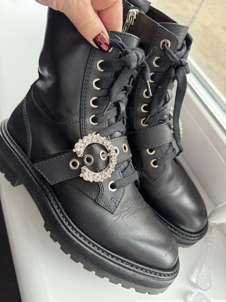 Women Jimmy Choo Boots Black Leather 37