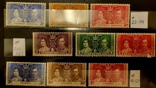 STAMPMART : 1937 KG VI & QE II CORONATION  SET, Nigeria, N. Rhodesia, Newfoundla