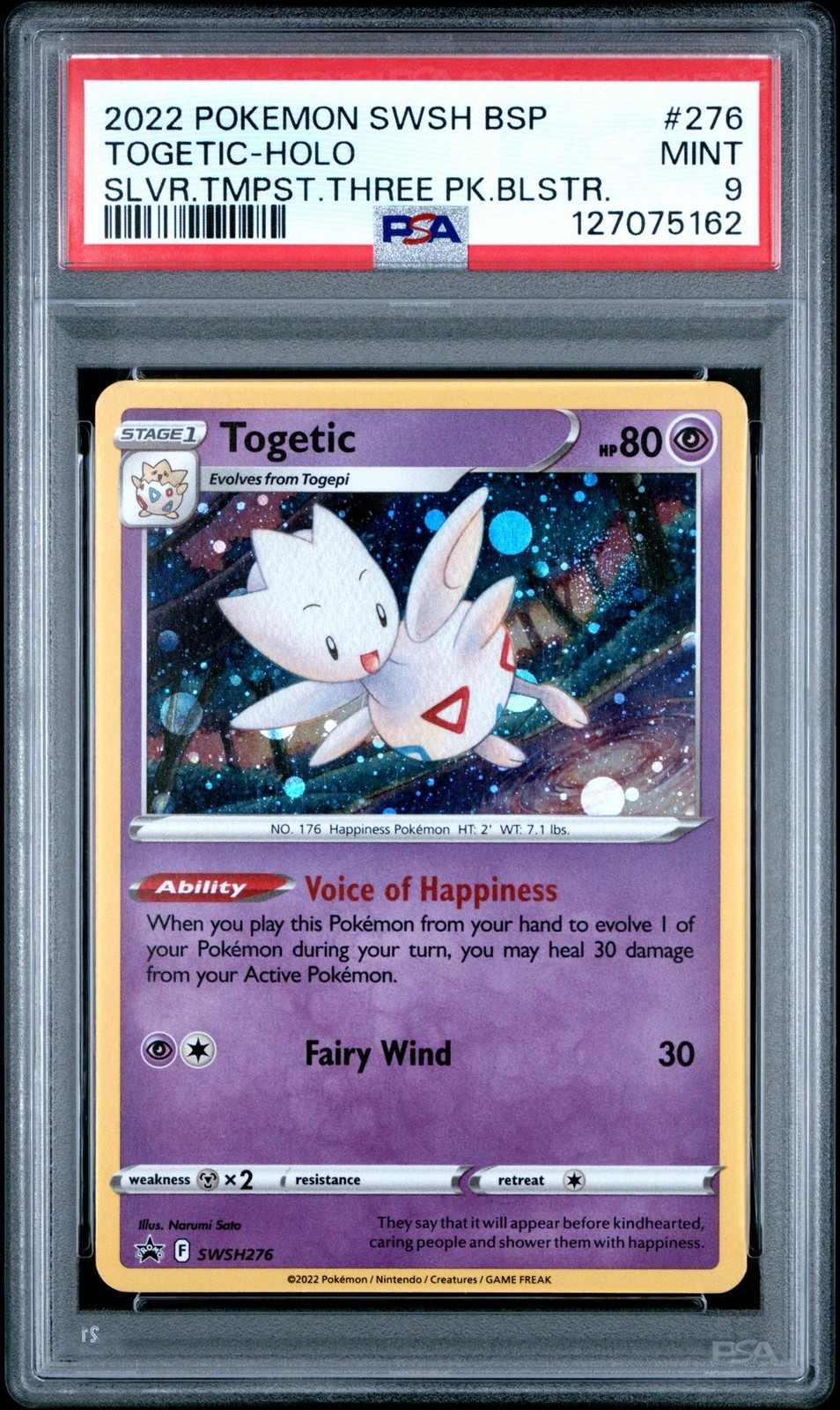 2022 Black Star Promos Sword Shield Silver Tempest Togetic #SWSH276 PSA 9