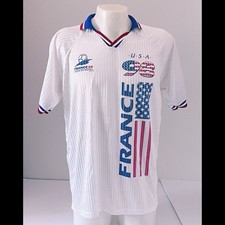 Vintage 1998 World Cup France USA Futbol Jersey Coupe Du Monde Soccer White L/XL