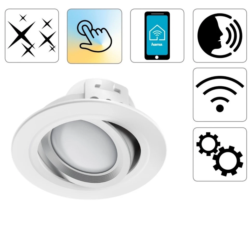 12x Hama WiFi LED Einbaustrahler 5W / 32W Weiß WLAN Einbauspot App-Steuerung - Bild 4 von 4