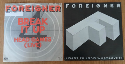 FOREIGNER - 2 x 7'' - I WANT TO KNOW WHAT LOVE IS / BREAK IT UP  - VG+ - VG+++ -