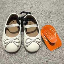 Wonder Nation Girls White Mary Jane Flats Bow Slip-On Round Toe US 4