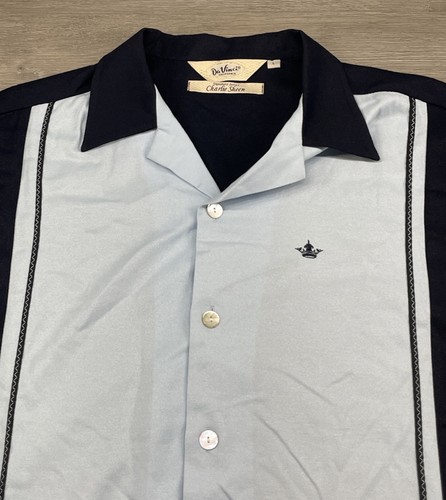 Charlie Sheen Signature Blue Bowling Shirt Large DaVinci California Rayon - Picture 2 of 6