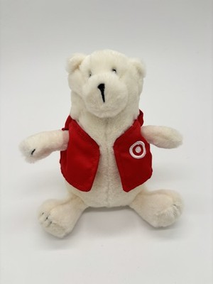 Gigglescape White Polar Bear Plush in Red Target Vest 8  Stuffed Animal