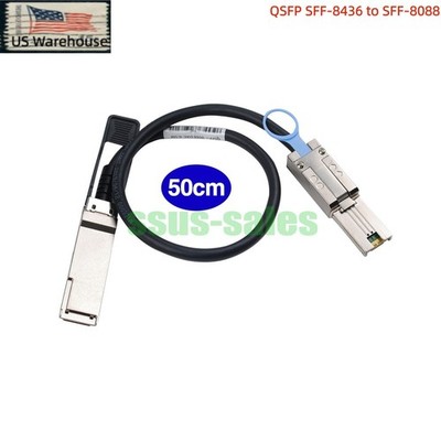 0.5M QSFP SFF-8436 to SFF-8088 External Mini SAS Cable 12Gbps Server RAID