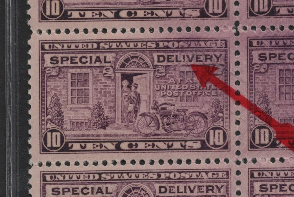 US 1927 SC. #E15 SPECIAL DELIVERY MAJOR PRINTING ERROR ON BLOCK OF 12 OVER-INKED - Image 3 of 4