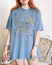 Vintage Pressed Flowers Shirt Boho Cottagecore Floral Botanical Tee Gift Idea US