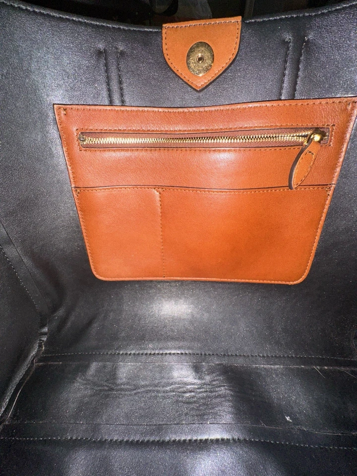 Auténtico Bolso de Mano Ralph Lauren Hecho en Italia Gamuza y Cuero Rayas Diagonales Foto 3 de 4