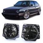 Clear Lens Headlights with Crosshairs Black Smoke for VW Golf 2 83-91