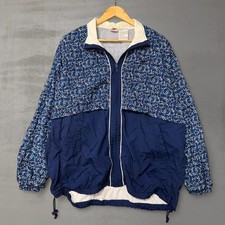 Nike Windbreaker 90s Jacket Blue Geometric Print Vintage Full Zip Women XL